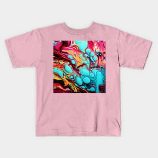 Electric Neon Waves Abstract Kids T-Shirt